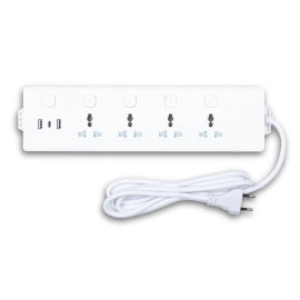 High Electrical Conductivity Power Strip 2 USB Port Type-C| 4 AC Extension Sockets UK Plug Spike Guard Protector Extension Cord Heavy Duty Cable for Home/Office/Kitchen/PC (White, Pack of 1)