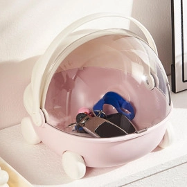 Portable Storage Box Sewing Supplies Organizers Multifunctional Art Craft Wheel Box Design Container for Makeup Cosmetic Vanity Case Countertop Wheel Stroller Basket (Light Pink, 1Pcs)