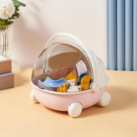 Portable Storage Box Sewing Supplies Organizers Multifunctional Art Craft Wheel Box Design Container for Makeup Cosmetic Vanity Case Countertop Wheel Stroller Basket (Light Pink, 1Pcs)