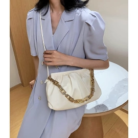 Stylish & Premium PU-Leather Woman?s Sling Bags with Golden chain strap and with a very soft fabric trendy design Crossbody Handbag for Woman?s Girl?s (Multicolour)