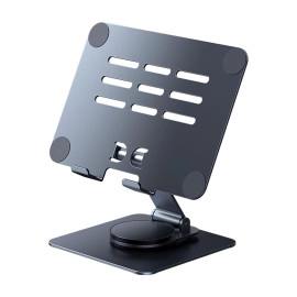 KRESHU Tablet Stand Universal Aluminium Alloy 360 Degree Rotating Tablet Holder with High Stability Strong Load Bearing Desktop Stand for Tablets/Phone Form 4.7” to 12.9” (Silver,1-Pcs)