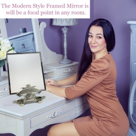 Vanity Makeup Mirror with Adjustable Stand HD Dresser Mirror Portable Table Top Vanity Case Counter Top Standing Mirror for Desk, Bathroom, Shaving (Square, 1-Pcs)