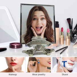 Vanity Makeup Mirror with Adjustable Stand HD Dresser Mirror Portable Table Top Vanity Case Counter Top Standing Mirror for Desk, Bathroom, Shaving (Square, 1-Pcs)