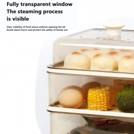 KRESHU 24L Electric Multifunctional Steamer Three Layer High Capcity with Appointment & Timer, Digital Steamer for Fast Simultaneous Cooking, 800W Heating, Auto Shutoff & Boil Dry Protection (1-Pcs)