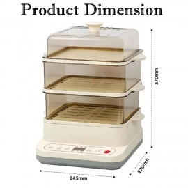 KRESHU 24L Electric Multifunctional Steamer Three Layer High Capcity with Appointment & Timer, Digital Steamer for Fast Simultaneous Cooking, 800W Heating, Auto Shutoff & Boil Dry Protection (1-Pcs)