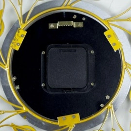 3D Metal Crystal Diamond Small Leaf Wall Hanging Clocks Retro Design Non Ticking Silent Quartz Decoration Clocks for Living Room, Hall, Hotel, Office, Home Analog Display (Round, 1-Pcs)