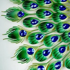 3D Metal Peacock Wall Hanging Clock Home Bedroom Decoration Silent Quartz Creative Elegant Luxurious Non Ticking Wall Clock Analog Dial Pad for Living Room, Office, Home (1-Pcs)