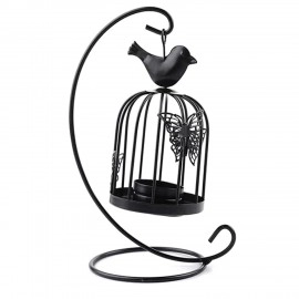 KRESHU Bird Cage Metal Lanterns Black Hanging Holl..