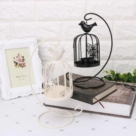 KRESHU Bird Cage Metal Lanterns Black Hanging Hollow Candle Stick Collection Retro Butterfly Candle Holder Antique Moroccan Black Ornate Lanterns for Decorative Living Room, Home Bedroom (Black, 1pcs)