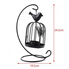 KRESHU Bird Cage Metal Lanterns Black Hanging Hollow Candle Stick Collection Retro Butterfly Candle Holder Antique Moroccan Black Ornate Lanterns for Decorative Living Room, Home Bedroom (Black, 1pcs)