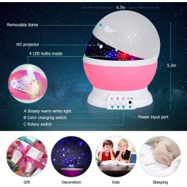 Creative Romantic 360° Rotating Star Projection Lamp with Colorful LED Night Lights Star Master with USB Cable Galaxy Sky Lamp for Home Decoration Gifts (Multicolor,1pcs)