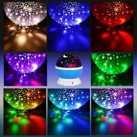 Creative Romantic 360° Rotating Star Projection Lamp with Colorful LED Night Lights Star Master with USB Cable Galaxy Sky Lamp for Home Decoration Gifts (Multicolor,1pcs)