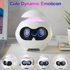 Emoticon Alarm Clock Digital Expression LCD Display Clock Bluetooth Speaker Children Desk Time Display USB Cable Clock Night Light Lamp for Desktop, Home, Office (Multi, 1-Pcs)