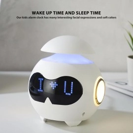 Emoticon Alarm Clock Digital Expression LCD Display Clock Bluetooth Speaker Children Desk Time Display USB Cable Clock Night Light Lamp for Desktop, Home, Office (Multi, 1-Pcs)