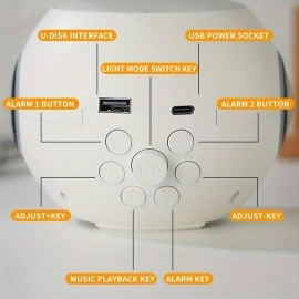 Emoticon Alarm Clock Digital Expression LCD Display Clock Bluetooth Speaker Children Desk Time Display USB Cable Clock Night Light Lamp for Desktop, Home, Office (Multi, 1-Pcs)