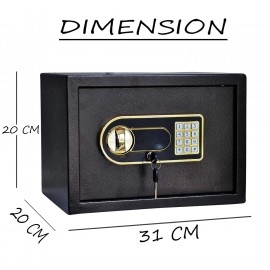 Fireproof Heavy Duty Money Safe Box with Digital Numeric Keypad and 2 Emergency Keys Security Digitalism Safe Locker for Money Jewellery Documents Office, Hotel, Store, Shelf Board (Black)