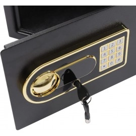 Fireproof Heavy Duty Money Safe Box with Digital Numeric Keypad and 2 Emergency Keys Security Digitalism Safe Locker for Money Jewellery Documents Office, Hotel, Store, Shelf Board (Black)