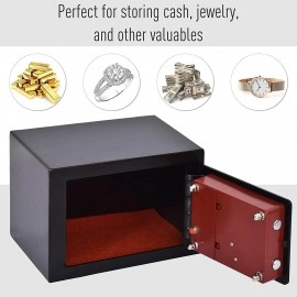 Fireproof Heavy Duty Money Safe Box with Digital Numeric Keypad and 2 Emergency Keys Security Digitalism Safe Locker for Money Jewellery Documents Office, Hotel, Store, Shelf Board (Black)