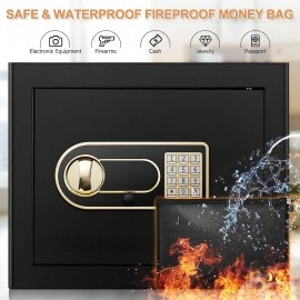 Fireproof Heavy Duty Money Safe Box with Digital Numeric Keypad and 2 Emergency Keys Security Digitalism Safe Locker for Money Jewellery Documents Office, Hotel, Store, Shelf Board (Black)