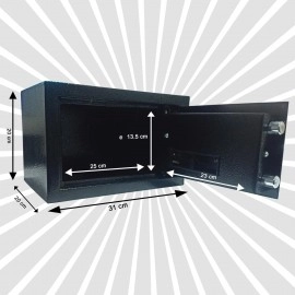 Fireproof Heavy Duty Money Safe Box with Digital Numeric Keypad and 2 Emergency Keys Security Digitalism Safe Locker for Money Jewellery Documents Office, Hotel, Store, Shelf Board (Black)