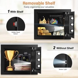 Fireproof Heavy Duty Money Safe Box with Digital Numeric Keypad and 2 Emergency Keys Security Digitalism Safe Locker for Money Jewellery Documents Office, Hotel, Store, Shelf Board (Black)