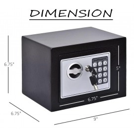 Fireproof Heavy Duty Money Safe Box with Digital Numeric Keypad and 2 Emergency Keys Security Digitalism Safe Locker for Money Jewellery Documents Office, Hotel, Store, Shelf Board (Black)