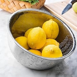 KRESHU Heavy Quality Stainless Steel 304 Food Grade 3-in-1 Bowls Vegetables Rice Washer with Side Drain Bowls Colander Strainer Basket Ideal for Kitchen Tools Vegetables, Rice, Fruits (23cm, Silver)