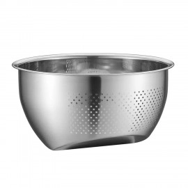 KRESHU Heavy Quality Stainless Steel 304 Food Grade 3-in-1 Bowls Vegetables Rice Washer with Side Drain Bowls Colander Strainer Basket Ideal for Kitchen Tools Vegetables, Rice, Fruits (23cm, Silver)