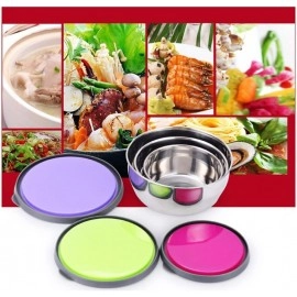 KRESHU High Grade Stainless Steel Stackable Mixing Bowls with Airtight Food Bowl Lids Non-Slip Food Storage Container (Multicolour)