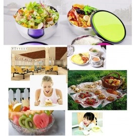 KRESHU High Grade Stainless Steel Stackable Mixing Bowls with Airtight Food Bowl Lids Non-Slip Food Storage Container (Multicolour)