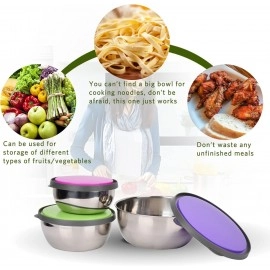 KRESHU High Grade Stainless Steel Stackable Mixing Bowls with Airtight Food Bowl Lids Non-Slip Food Storage Container (Multicolour)