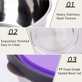 KRESHU High Grade Stainless Steel Stackable Mixing Bowls with Airtight Food Bowl Lids Non-Slip Food Storage Container (Multicolour)