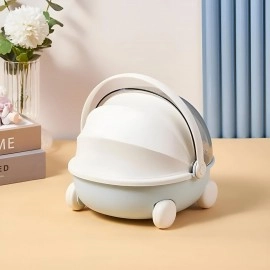 KRESHU Portable Storage Box Sewing Supplies Organizers Multifunctional Art Craft Wheel Box Design Container for Makeup Jewelry Cosmetic Vanity Case Countertop Wheel Stroller Basket (Light Pink, 1Pcs)