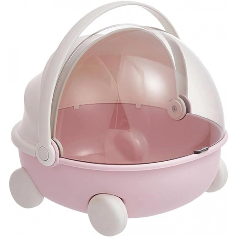 KRESHU Portable Storage Box Sewing Supplies Organizers Multifunctional Art Craft Wheel Box Design Container for Makeup Jewelry Cosmetic Vanity Case Countertop Wheel Stroller Basket (Light Pink, 1Pcs)