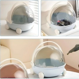 KRESHU Portable Storage Box Sewing Supplies Organizers Multifunctional Art Craft Wheel Box Design Container for Makeup Jewelry Cosmetic Vanity Case Countertop Wheel Stroller Basket (Light Pink, 1Pcs)