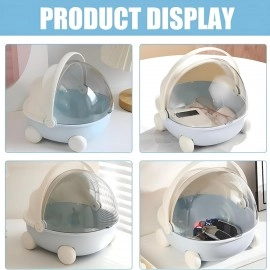 KRESHU Portable Storage Box Sewing Supplies Organizers Multifunctional Art Craft Wheel Box Design Container for Makeup Jewelry Cosmetic Vanity Case Countertop Wheel Stroller Basket (Light Pink, 1Pcs)