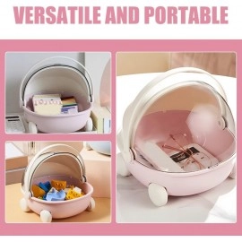 KRESHU Portable Storage Box Sewing Supplies Organizers Multifunctional Art Craft Wheel Box Design Container for Makeup Jewelry Cosmetic Vanity Case Countertop Wheel Stroller Basket (Light Pink, 1Pcs)