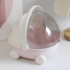 KRESHU Portable Storage Box Sewing Supplies Organizers Multifunctional Art Craft Wheel Box Design Container for Makeup Jewelry Cosmetic Vanity Case Countertop Wheel Stroller Basket (Light Pink, 1Pcs)