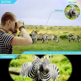 KRESHU Professional Telescope Binocular for Bird Watching, Sightseeing, and Wildlife Trekking | Zoom 20x50 | Range 168m/20000m HD Vision Adults Binoculars Long Distance with Pouch (Black, 1 Piece)