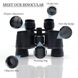 KRESHU Professional Telescope Binocular for Bird Watching, Sightseeing, and Wildlife Trekking | Zoom 20x50 | Range 168m/20000m HD Vision Adults Binoculars Long Distance with Pouch (Black, 1 Piece)