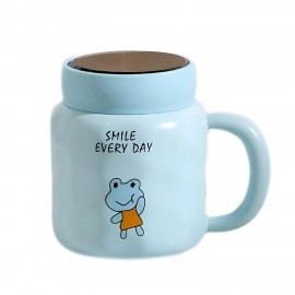 KRESHU Space Walk Cute Astronaut Ceramic Coffee Mug Galaxy Planet Theme Tea Cup with Small Bubbles Airtight Pearl Display Lid Milk Coffee Mug for Children Heavy Quality Mug (Multi, 1-pcs)