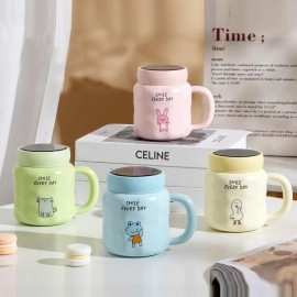 KRESHU Space Walk Cute Astronaut Ceramic Coffee Mug Galaxy Planet Theme Tea Cup with Small Bubbles Airtight Pearl Display Lid Milk Coffee Mug for Children Heavy Quality Mug (Multi, 1-pcs)