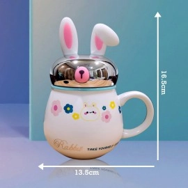 KRESHU Space Walk Cute Astronaut Ceramic Coffee Mug Galaxy Planet Theme Tea Cup with Small Bubbles Airtight Pearl Display Lid Milk Coffee Mug for Children Heavy Quality Mug (Multi, 1-pcs)