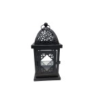 Vintage Temple Candle Metal Holder Gorgeous Lanterns Hanging Collection Decorative Candle Lanterns Table Top Lamp Antique Black Ornament Lanterns Simple Elegant (Black, 1pcs)