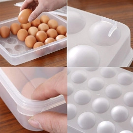 24 Grid Egg Storage Box Egg Refrigerator Storage Tray, Stackable Plastic Egg Containers For Fridge Kitchen Size Of The 24 Egg (Pack Of 1), Rectangular