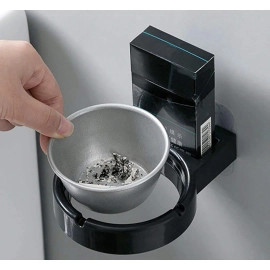 Wall Mounted Ashtray, Ashtrays for Cigarettes, Cigarette Holder for Home, Office, Toilet, Bathroom (Black)