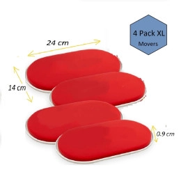 Furniture Sliders Movers | Oval Shape 4 Pack XL Movers Work On Carpets & Non scratchable Floors | Furniture Sliders Moves Sofas Beds Tables Dressers & Much More (Red)