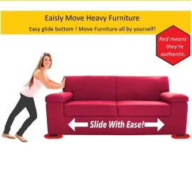 Furniture Sliders Movers | Oval Shape 4 Pack XL Movers Work On Carpets & Non scratchable Floors | Furniture Sliders Moves Sofas Beds Tables Dressers & Much More (Red)