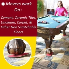 Furniture Sliders Movers | Oval Shape 4 Pack XL Movers Work On Carpets & Non scratchable Floors | Furniture Sliders Moves Sofas Beds Tables Dressers & Much More (Red)