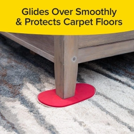 Furniture Sliders Movers | Oval Shape 4 Pack XL Movers Work On Carpets & Non scratchable Floors | Furniture Sliders Moves Sofas Beds Tables Dressers & Much More (Red)